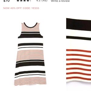 Loft stripe tie back swing dress size small nwt